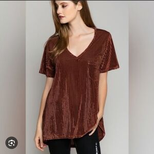 204-POL‎ Velvet V-Neck Rust Top